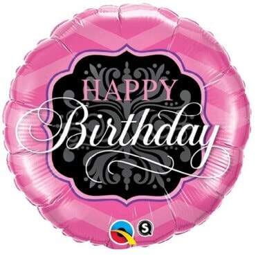 Rožinis folinis balionas Su gimimo diena