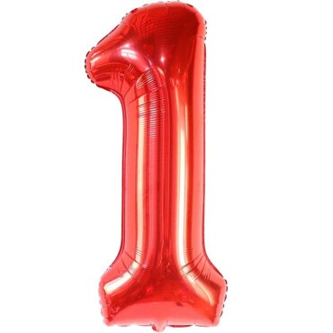 Folinis raudonos spalvos balionas „Skaičius 1"