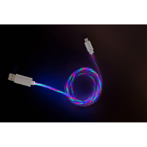 USB-C tipo greito įkrovimo kabelis su LED