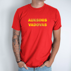 raudona-unisex-marskineliai-su-spauda-auksinis-vadovas