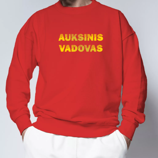 raudona-unisex-dzemperis-su-spauda-auksinis-vadovas-2