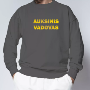 tamsiai-pilka-unisex-dzemperis-su-spauda-auksinis-vadovas-2